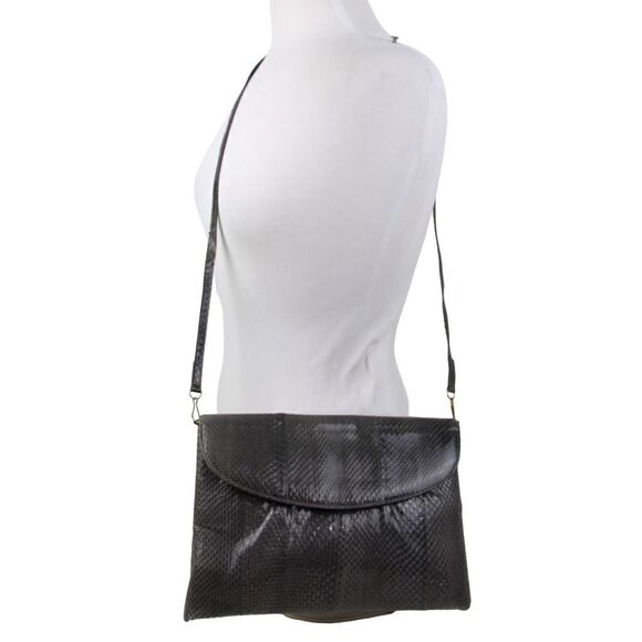 PHILIP LAURENCE MADE IN SPAIN GRAY REAL SNAKE SKIN SHOULDER BAG CROSSBODY PURSE - Picture 3 of 16